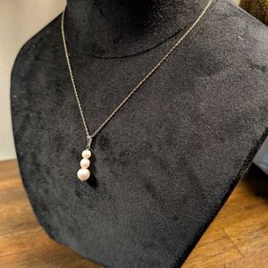 Sterling Silver Pearl Drop Necklace – 925
